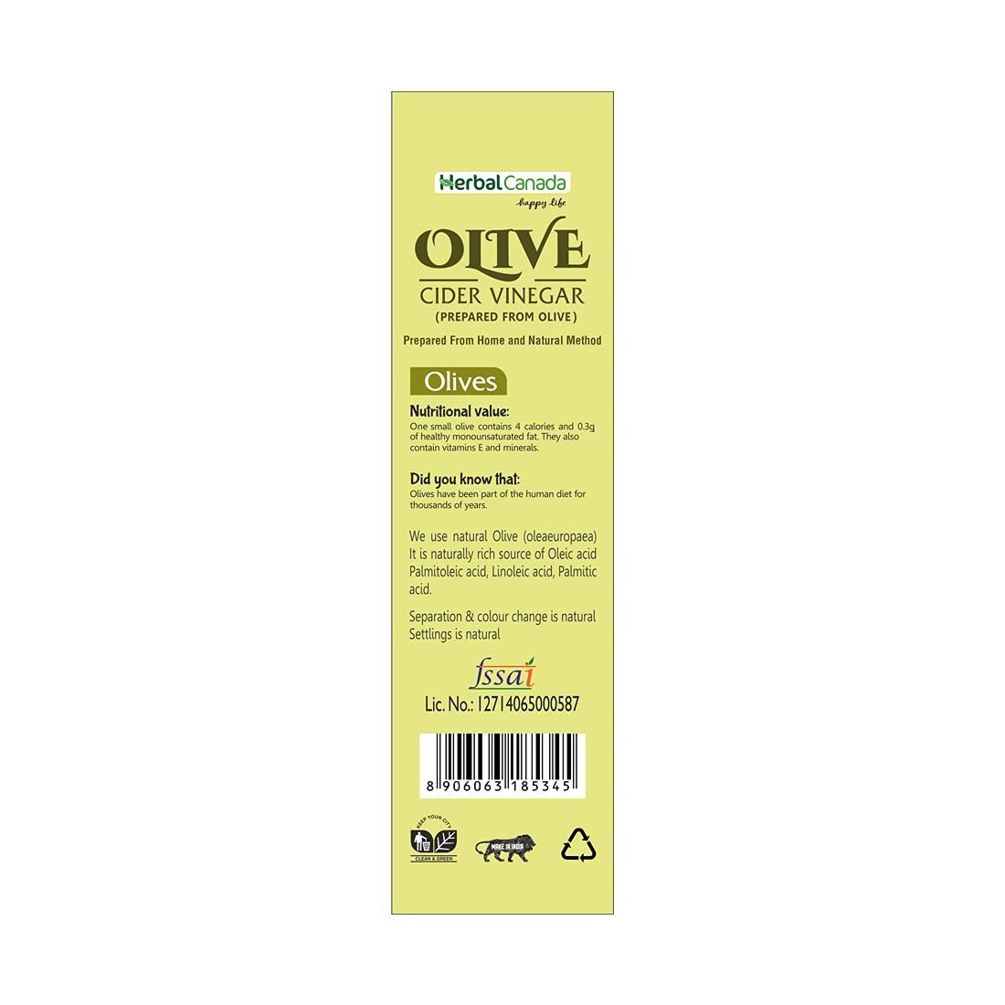 Herbal Canada Olive Vinegar pack